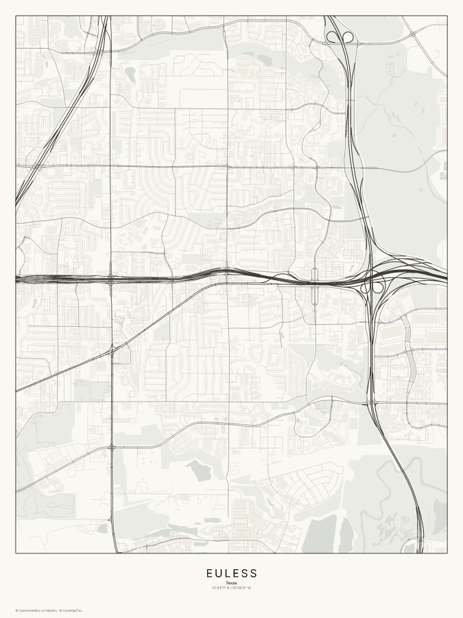Euless map poster, classic style