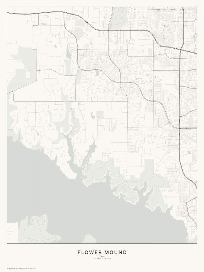 Flower Mound map poster, classic style