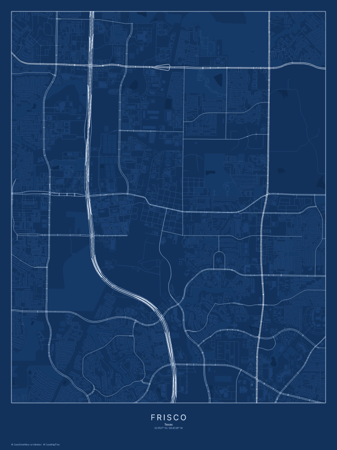 Frisco map poster, blueprint style