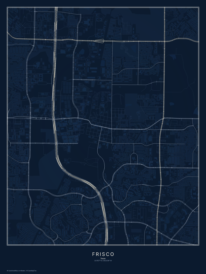 Frisco map poster, midnight style