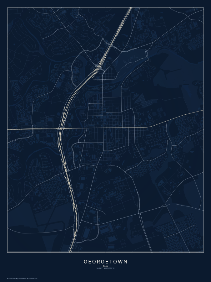 Georgetown map poster, midnight style