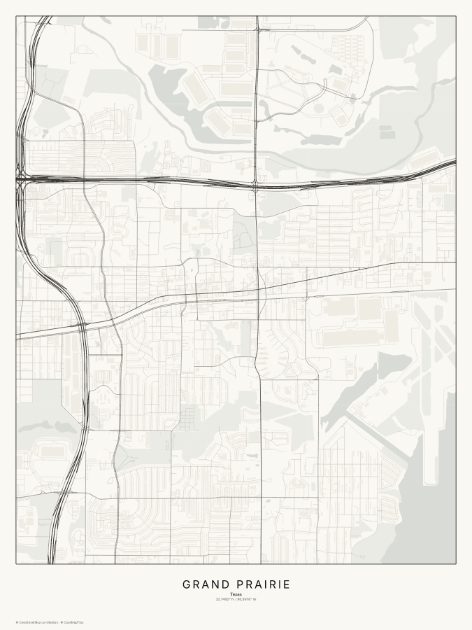 Grand Prairie map poster, classic style