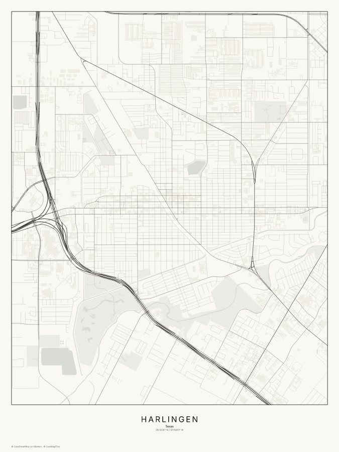 Harlingen map poster, classic style