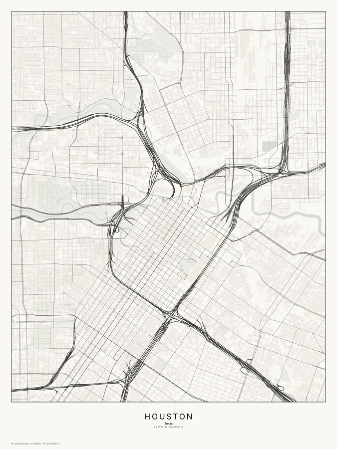 Houston map poster, classic style