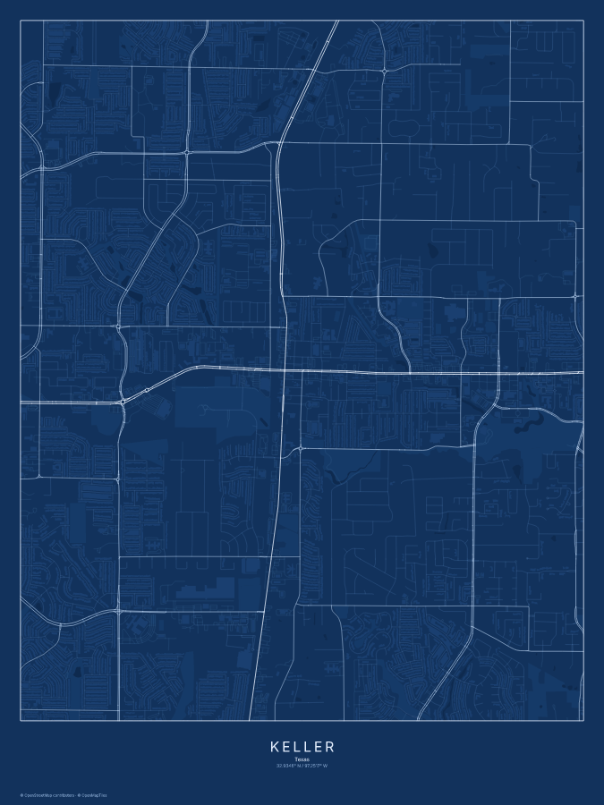 Keller map poster, blueprint style