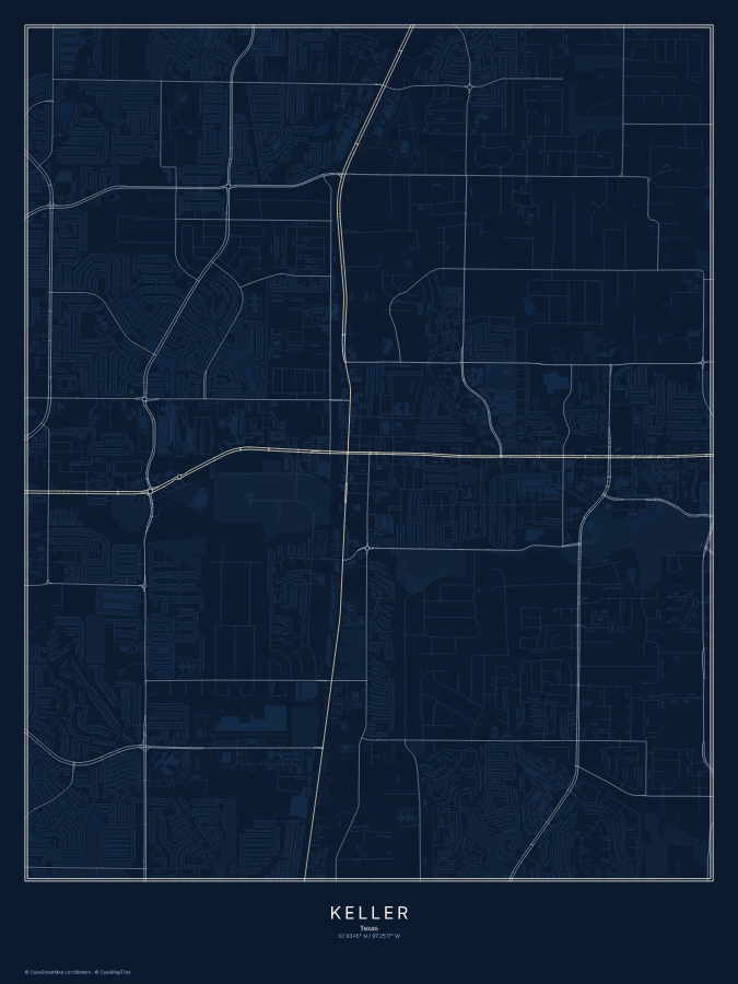 Keller map poster, midnight style