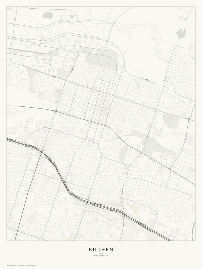 Killeen map poster, classic style