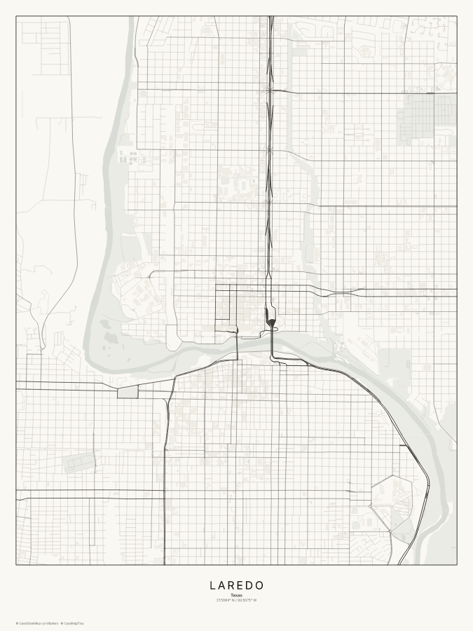 Laredo map poster, classic style