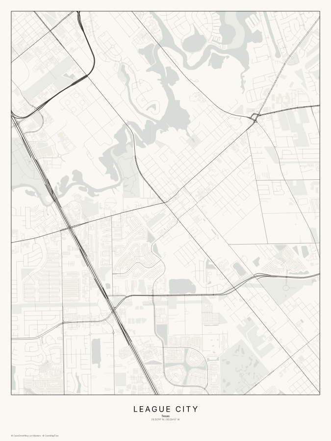 League City map poster, classic style