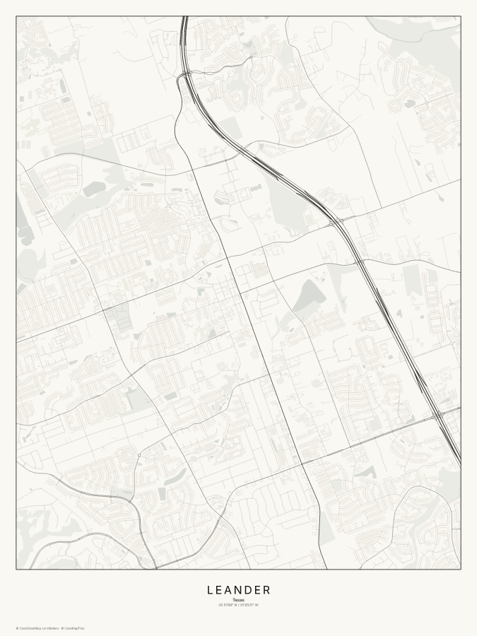 Leander map poster, classic style