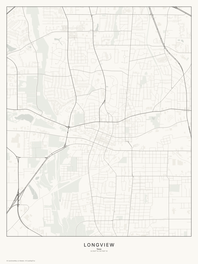 Longview map poster, classic style