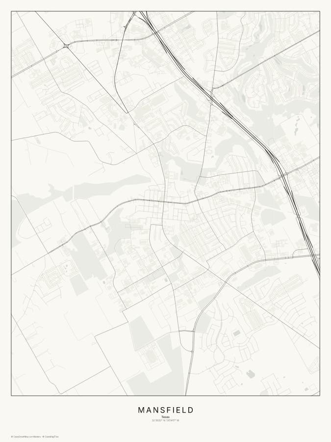 Mansfield map poster, classic style