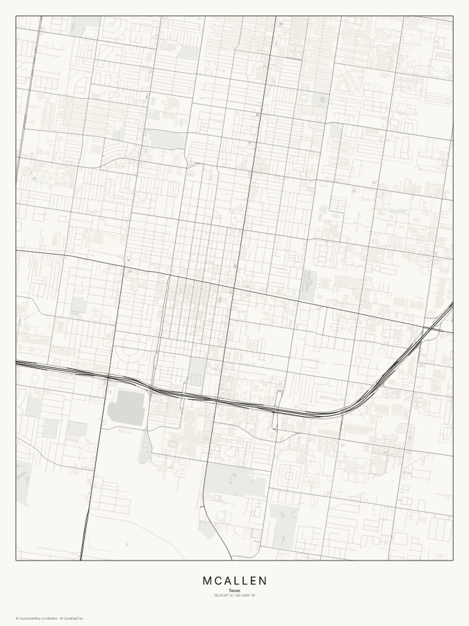 McAllen map poster, classic style