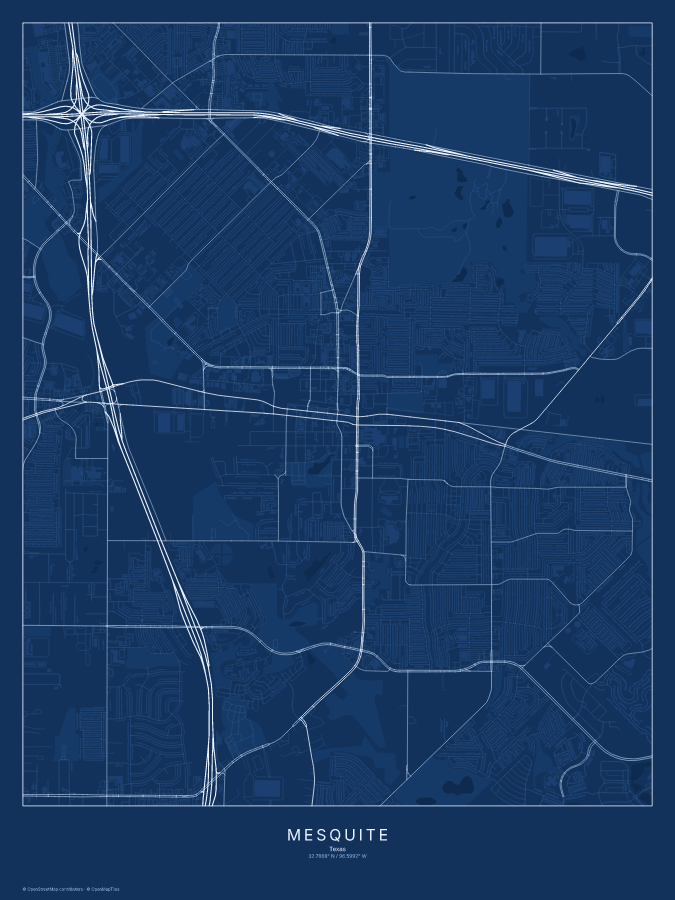Mesquite map poster, blueprint style