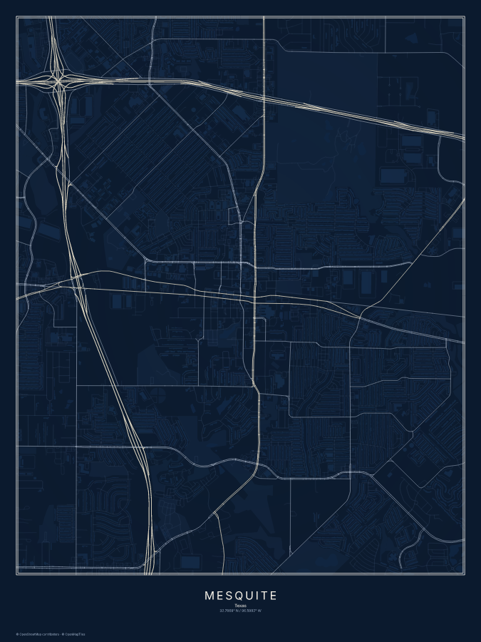 Mesquite map poster, midnight style
