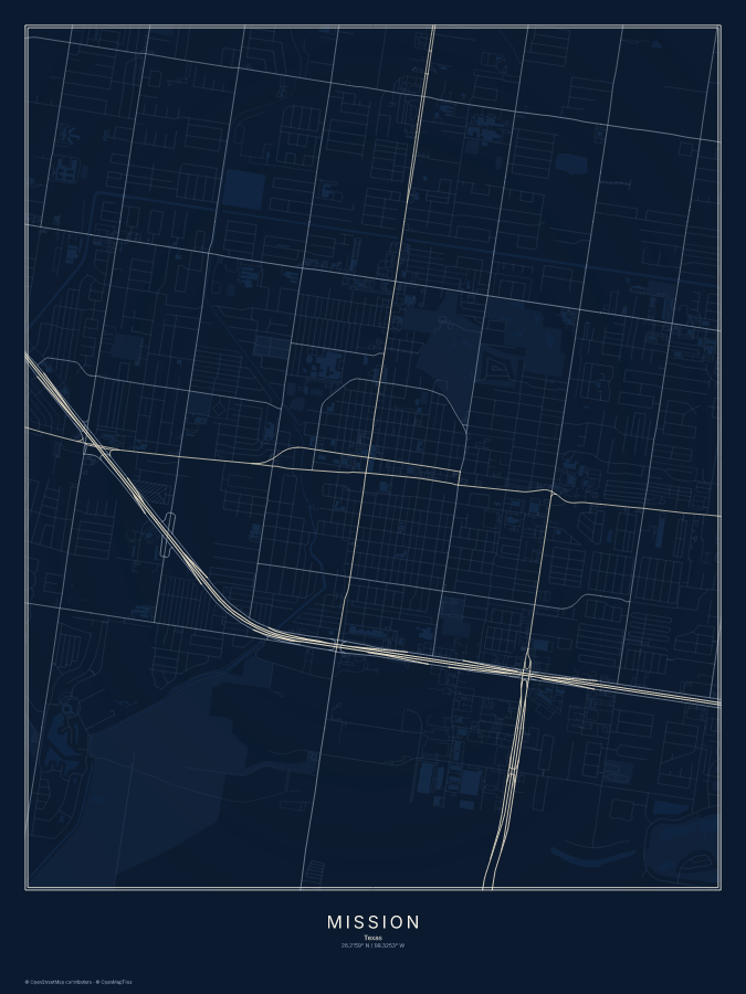 Mission map poster, midnight style