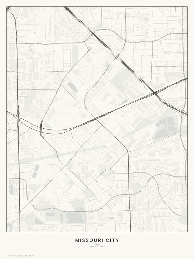 Missouri City map poster, classic style