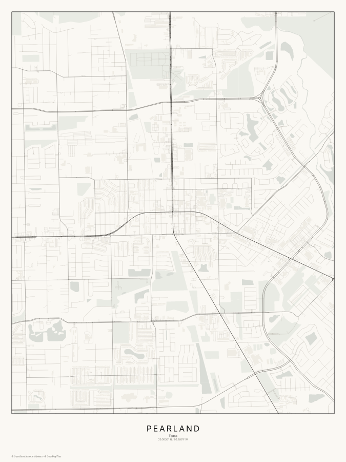 Pearland map poster, classic style