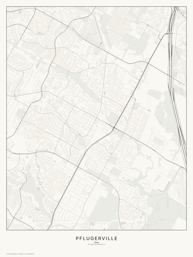 Pflugerville map poster, classic style