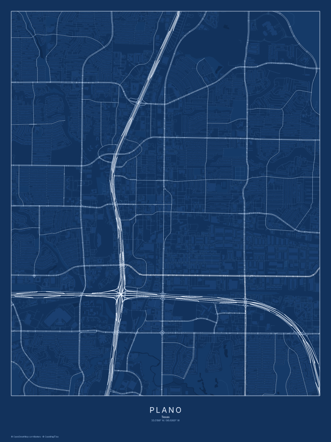 Plano map poster, blueprint style