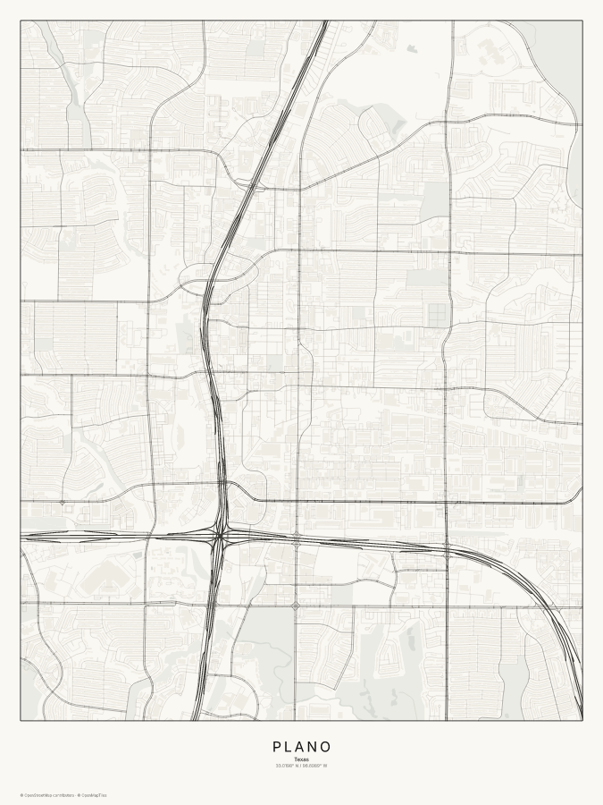 Plano map poster, classic style