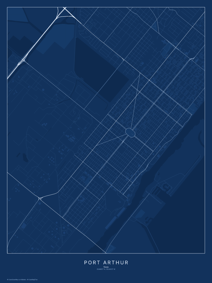Port Arthur map poster, blueprint style