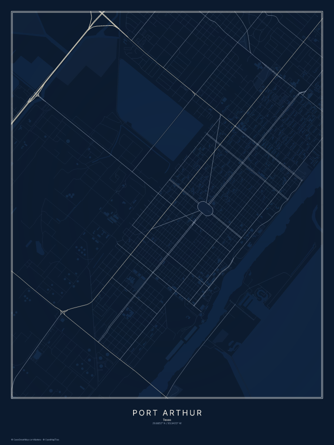 Port Arthur map poster, midnight style