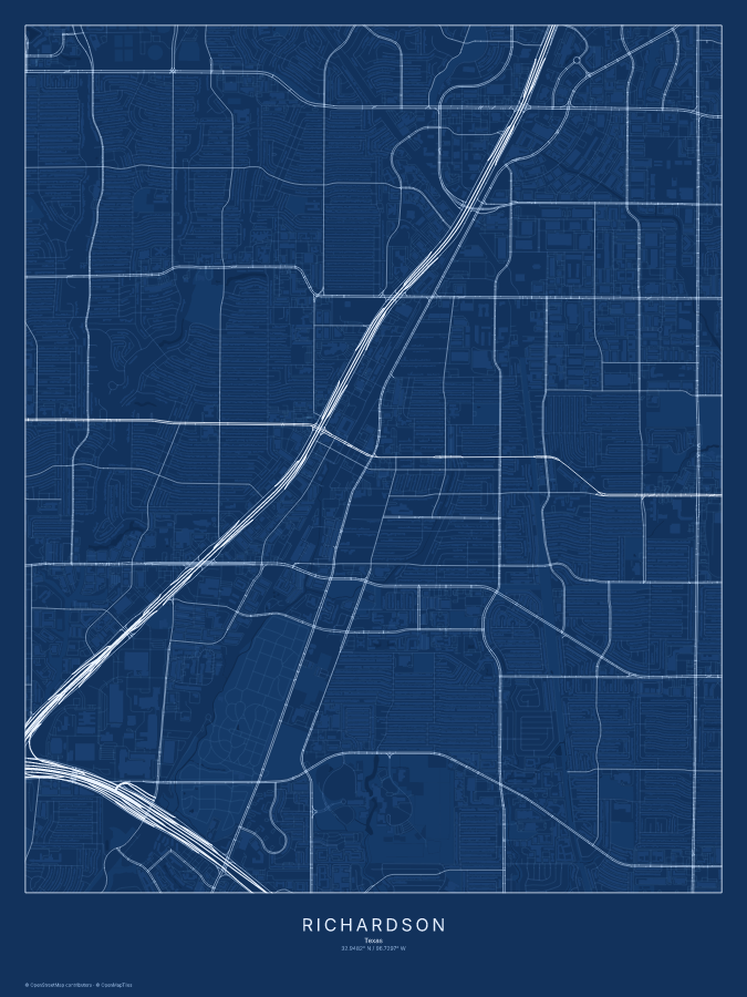 Richardson map poster, blueprint style
