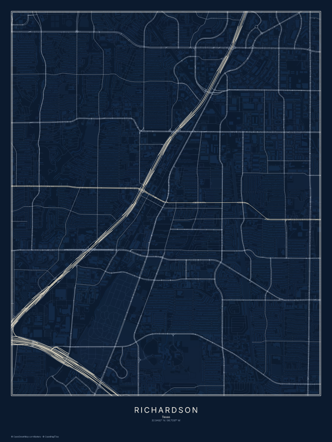 Richardson map poster, midnight style