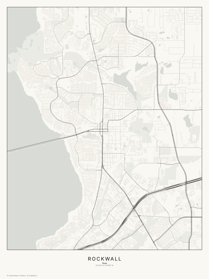 Rockwall map poster, classic style