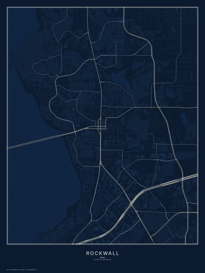 Rockwall map poster, midnight style