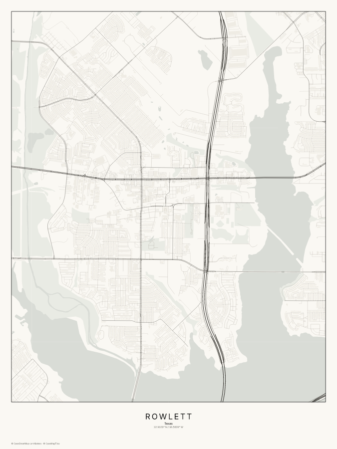 Rowlett map poster, classic style