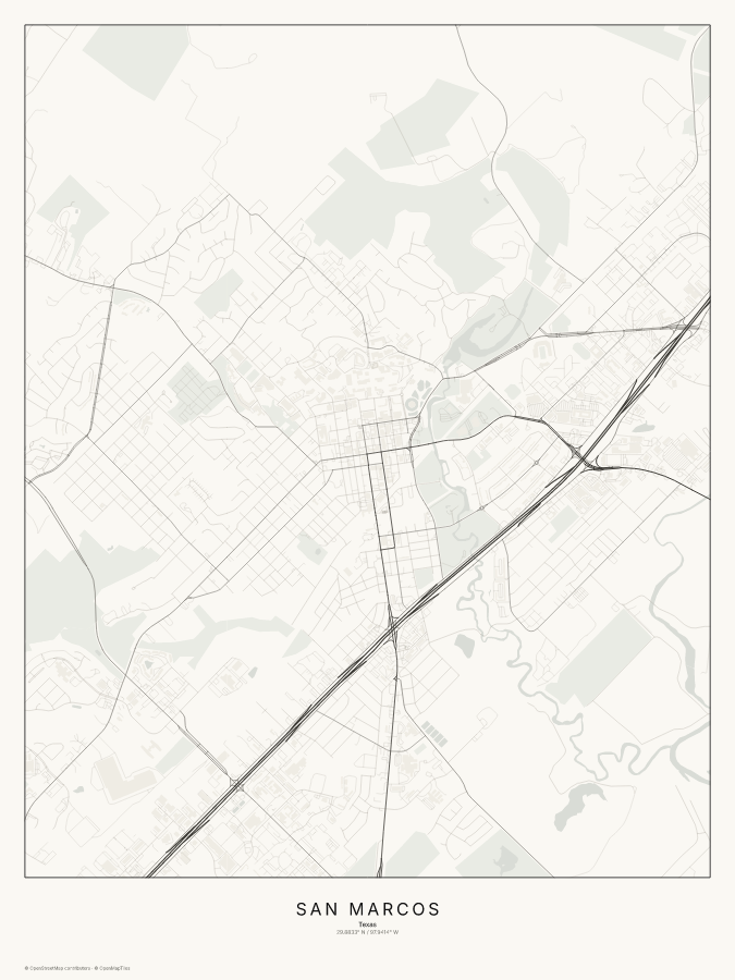 San Marcos map poster, classic style