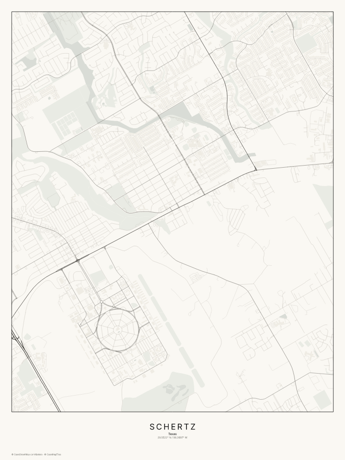 Schertz map poster, classic style