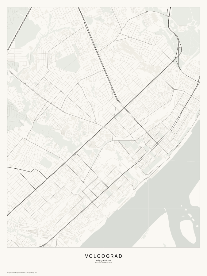Volgograd map poster, classic style