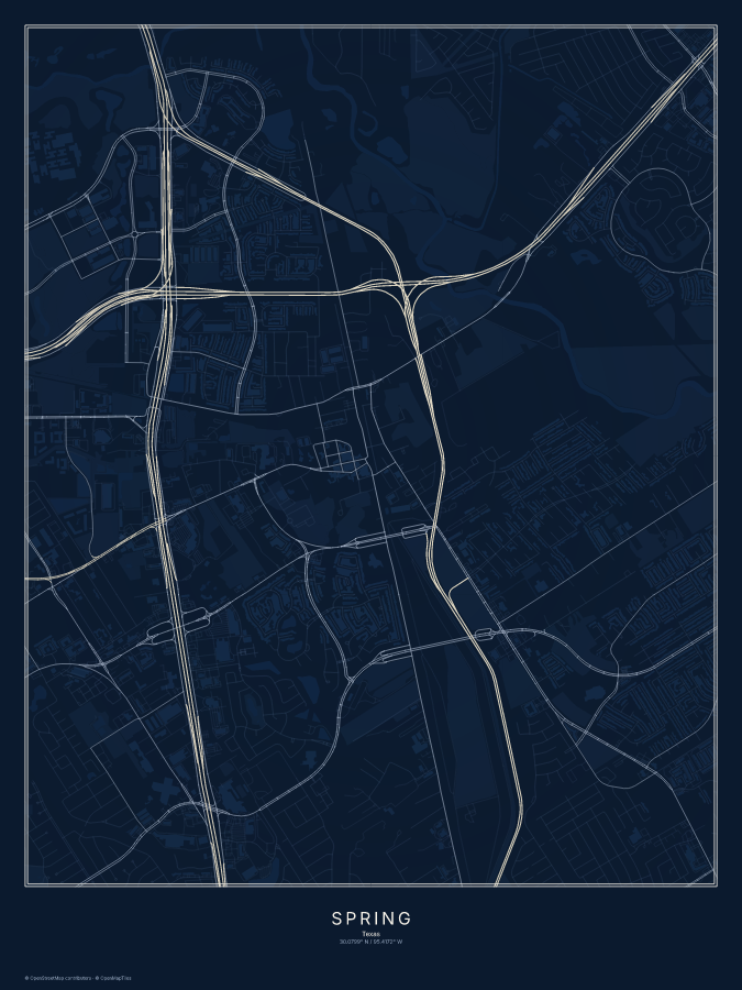Spring map poster, midnight style