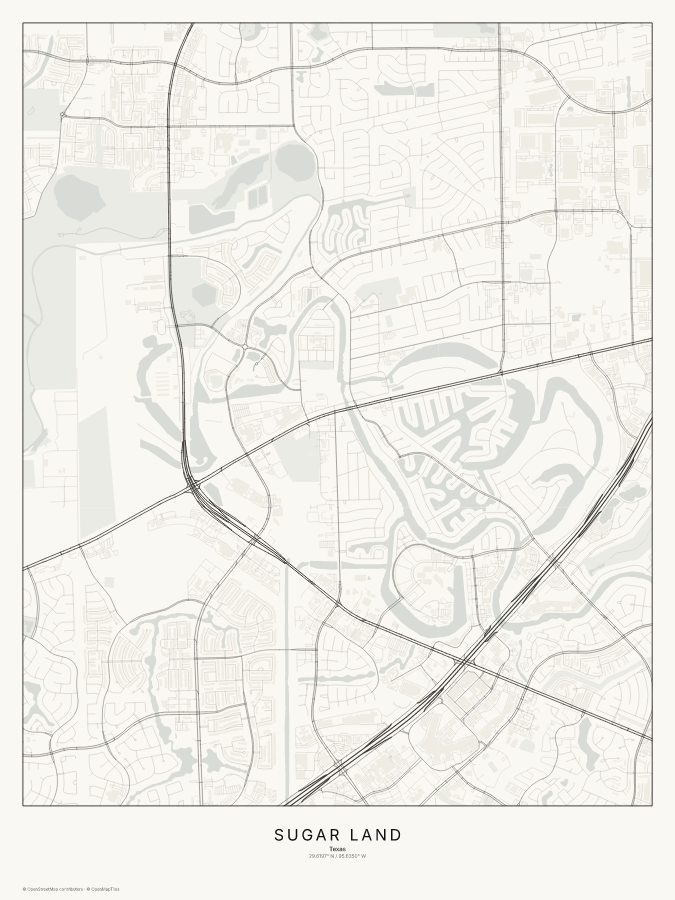 Sugar Land map poster, classic style