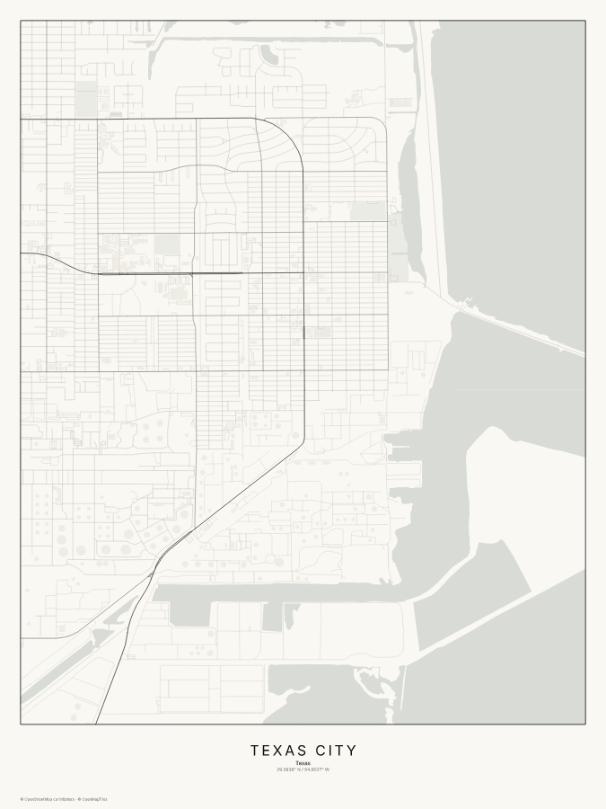 Texas City map poster, classic style