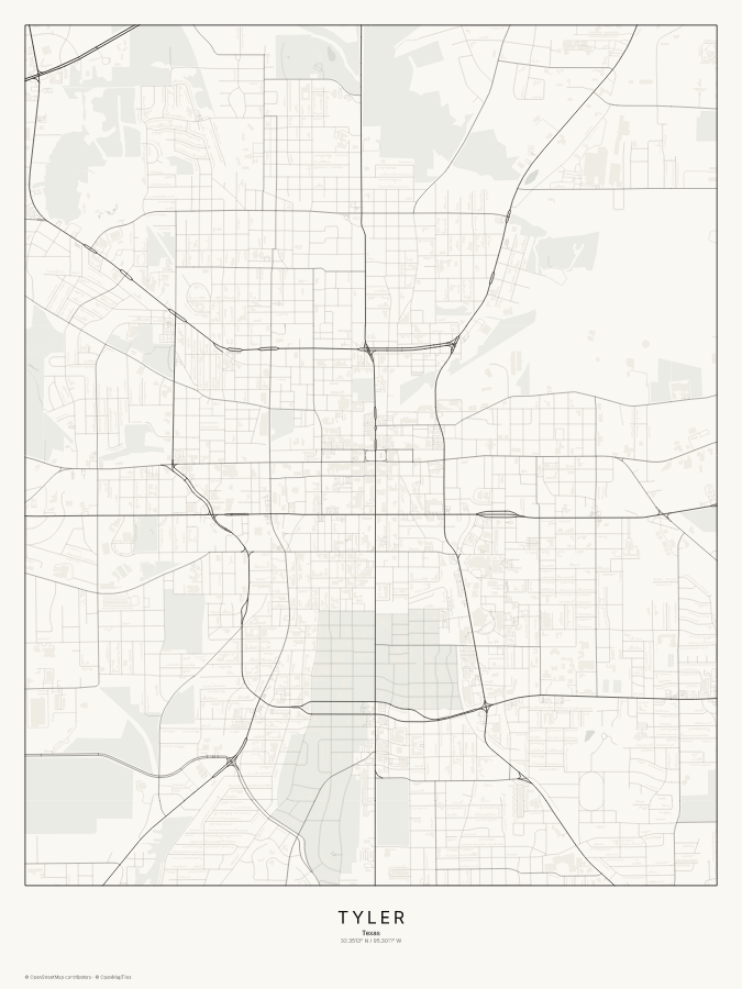 Tyler map poster, classic style