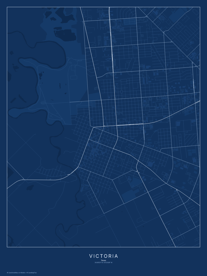 Victoria map poster, blueprint style