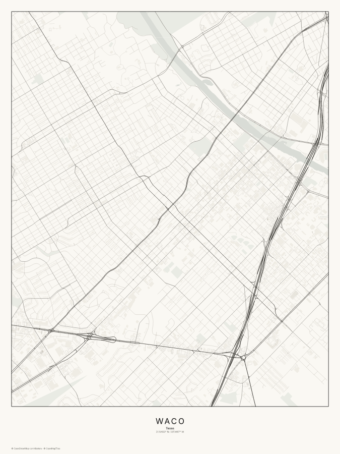 Waco map poster, classic style