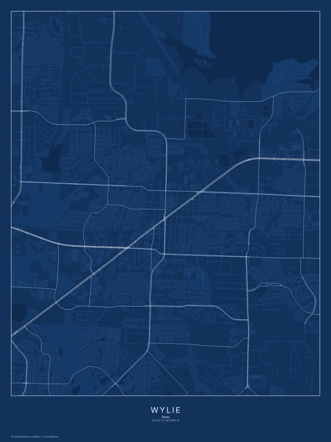 Wylie map poster, blueprint style