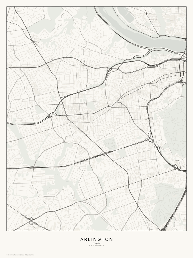 Arlington map poster, classic style