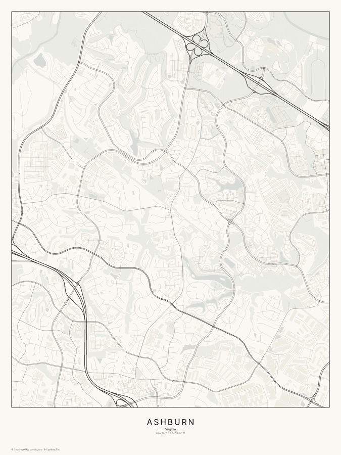 Ashburn map poster, classic style