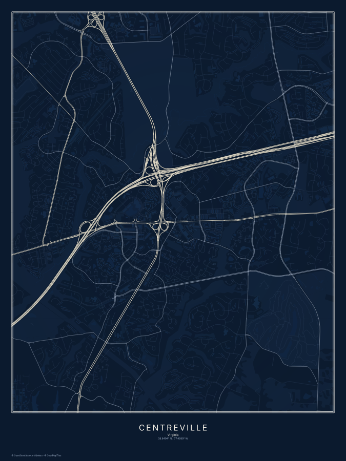 Centreville map poster, midnight style