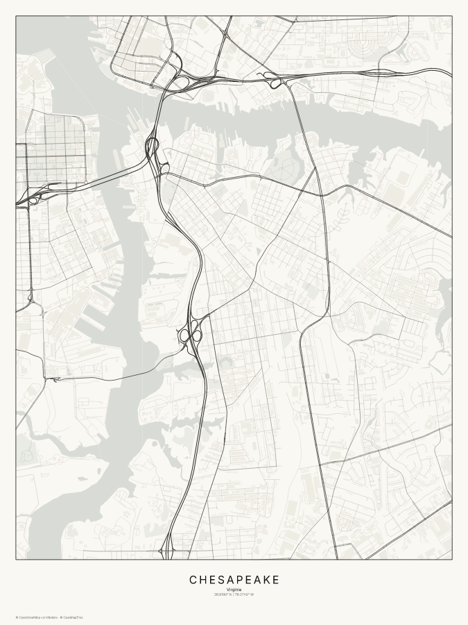 Chesapeake map poster, classic style