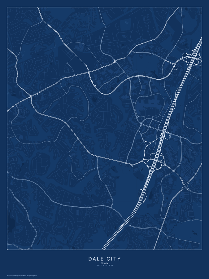 Dale City map poster, blueprint style