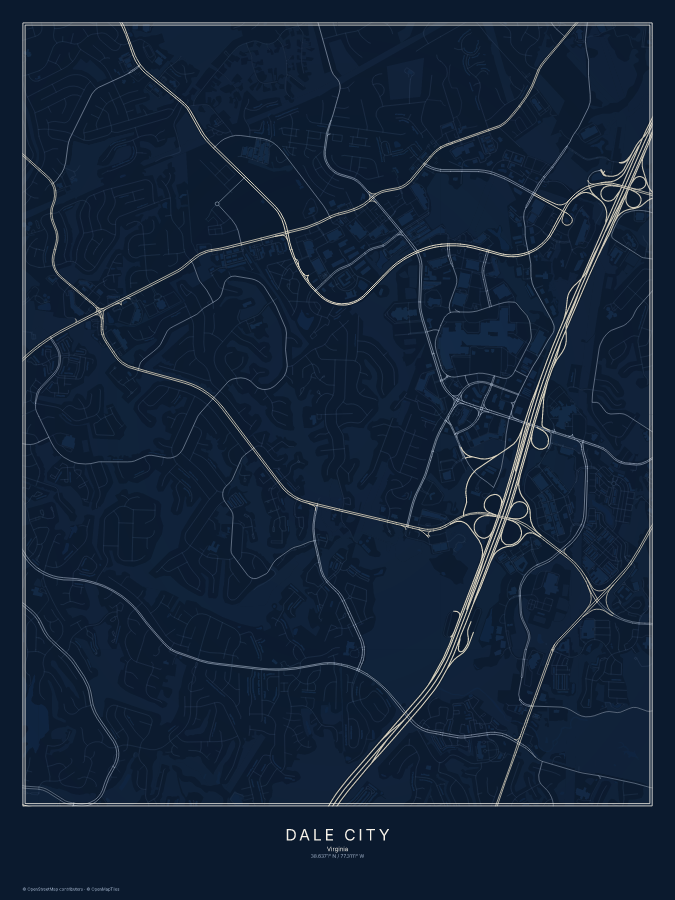 Dale City map poster, midnight style