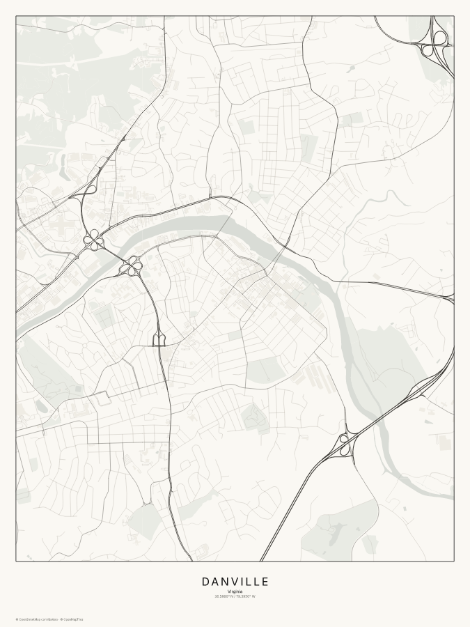 Danville map poster, classic style