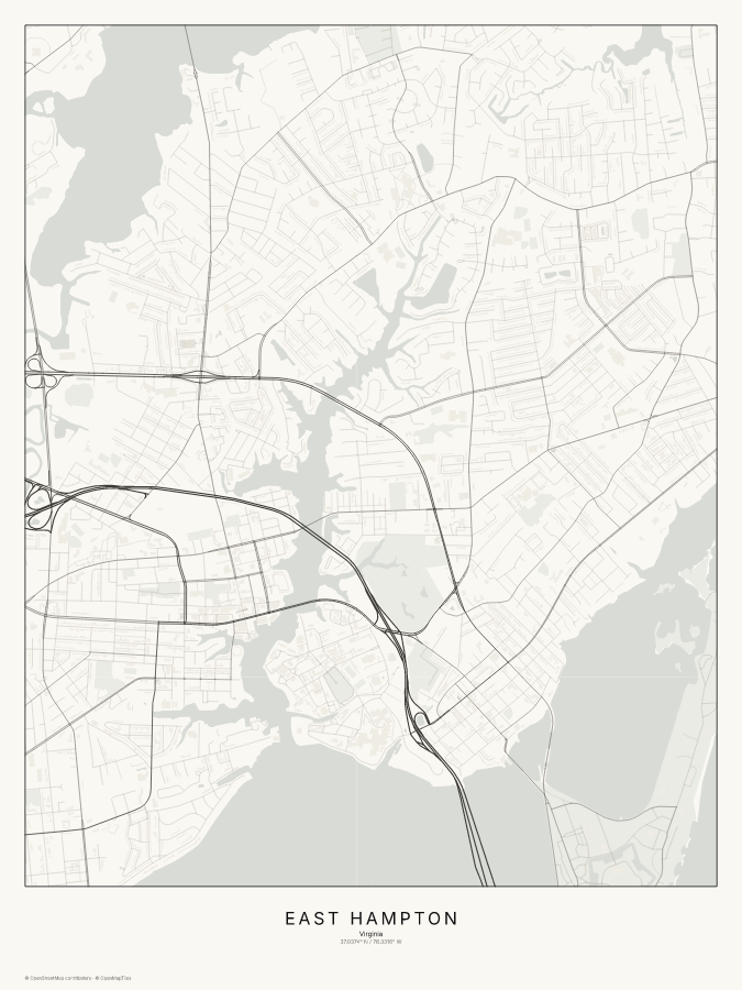 East Hampton map poster, classic style